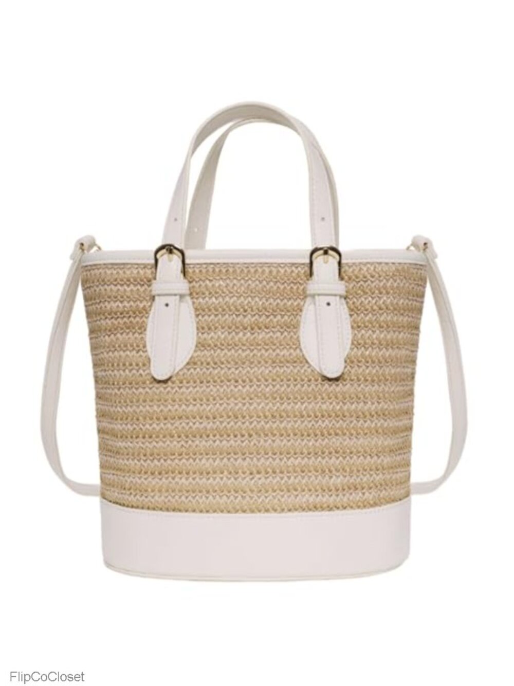 Women's Straw Bucket Bag Crossbody Beach Top-Handle Purse